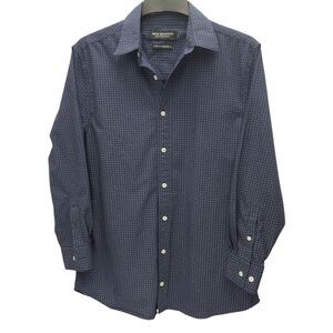 Nick Graham Button Up Shirt Mens Large 16-16.5 Blue Paisley Stretch Modern Fit